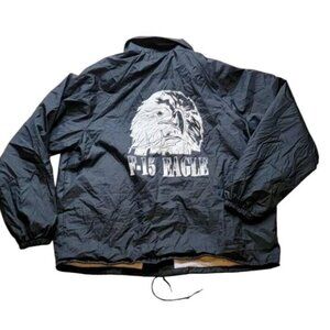 Vintage F-15 Eagle Fighter Jet Jacket Made In USA XL Snaps Lined Windbreaker